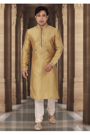 Gold Color Dupion Kurta Set